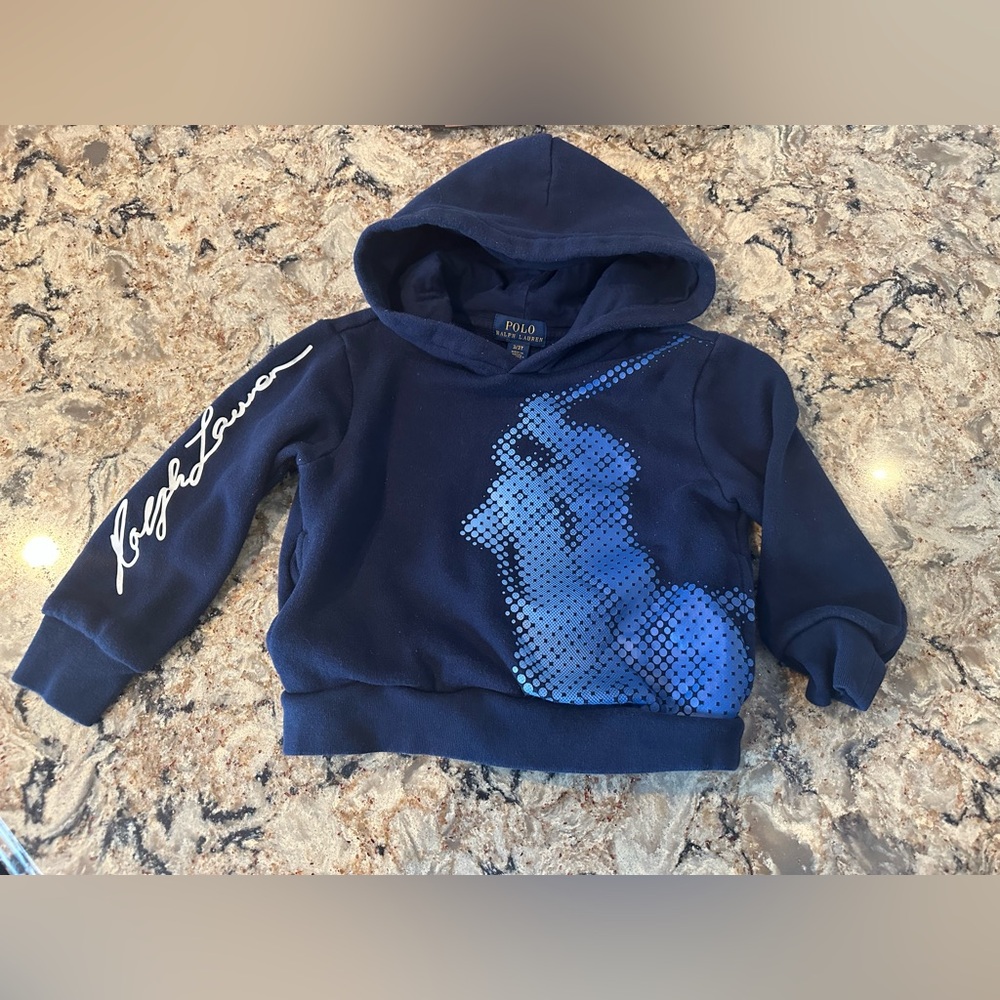 Polo Hoodie Toddler Size 3T Blue Ralph Lauren Large Pony Logo Sweatshirt